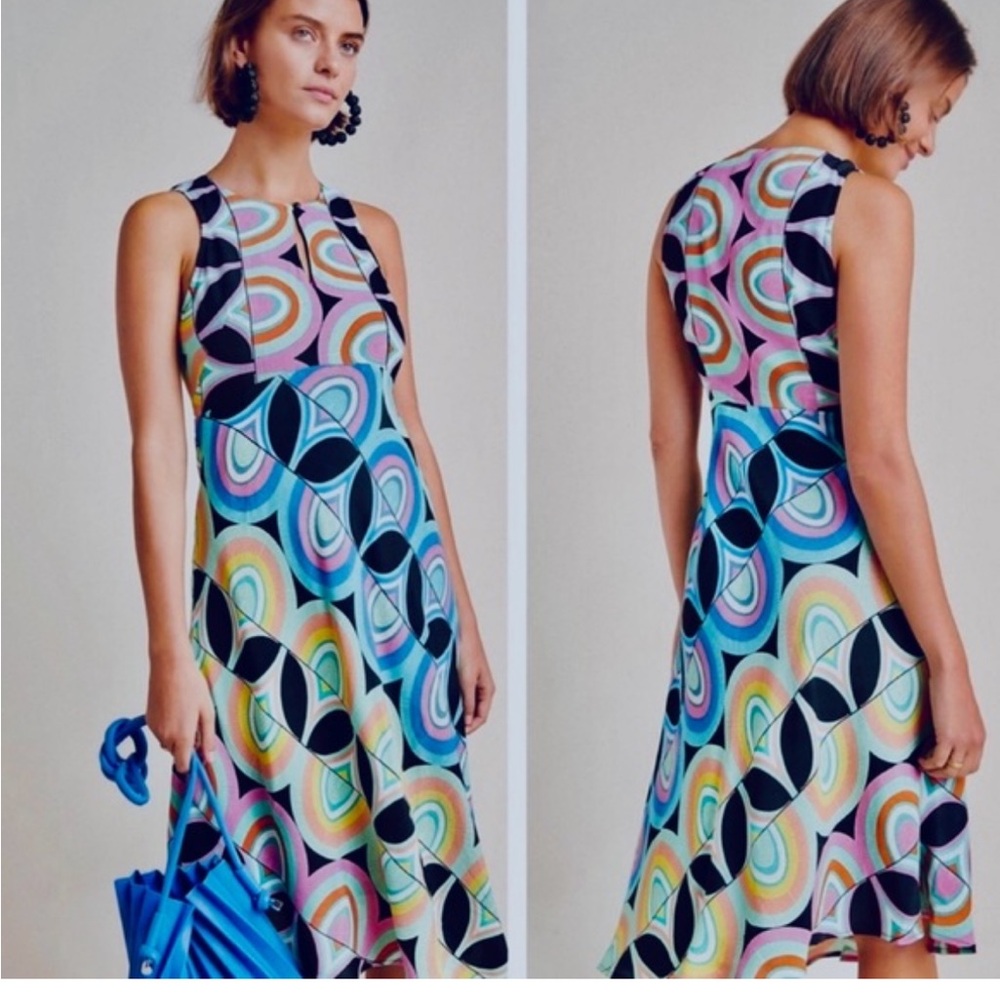 Anthropologie Blue and Pink Asymmetrical Dress